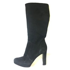 Via Spiga Black Suede Below the Knee Boots